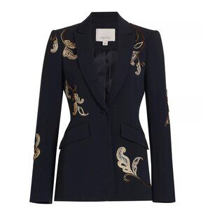 Cinq à Sept Navy Cheyenne Paisley-Embroidered Blazer, US00